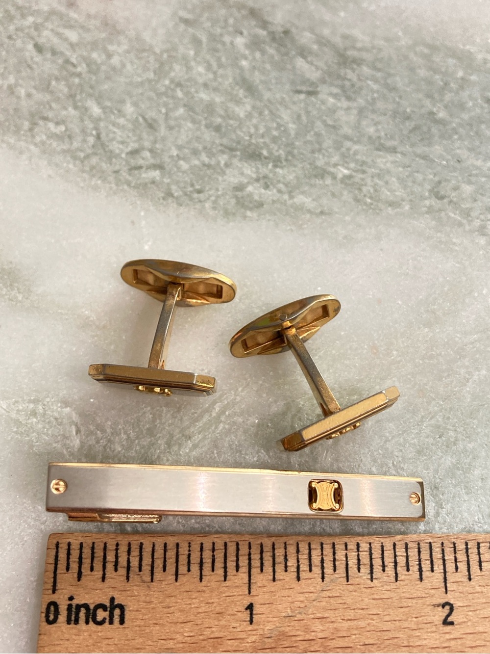 Celine Cuff Links + Tie Clip Set Vintage - Picture 6 of 6